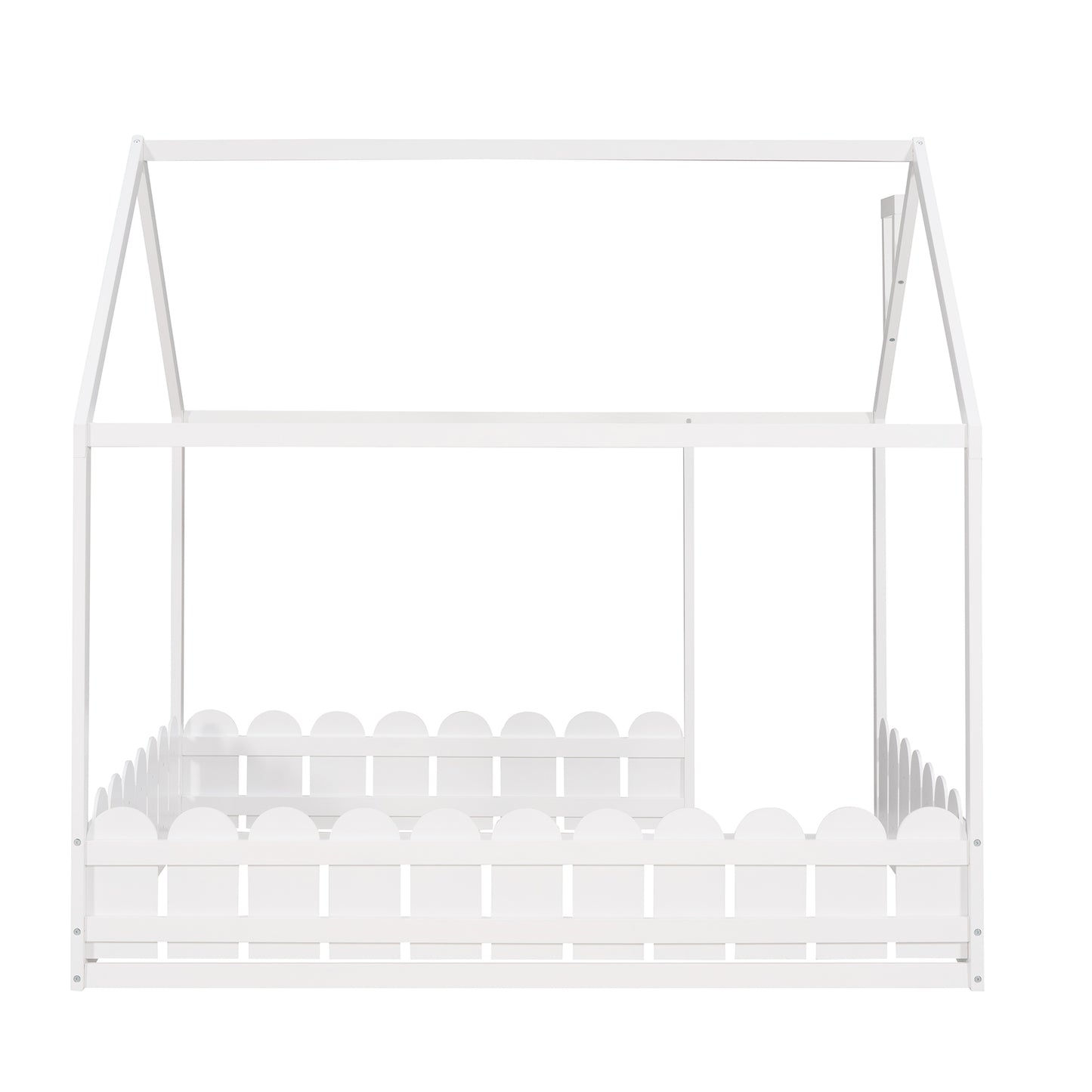 Bed Frame with Fence for Kids Teens Girls Boys