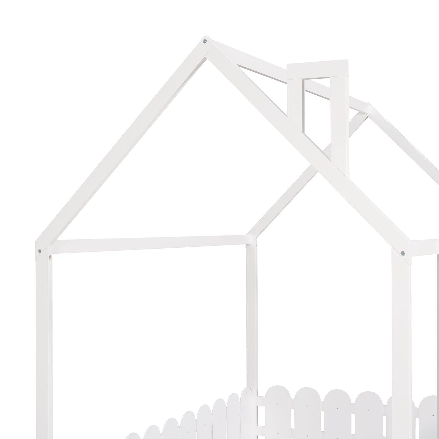 Bed Frame with Fence for Kids Teens Girls Boys