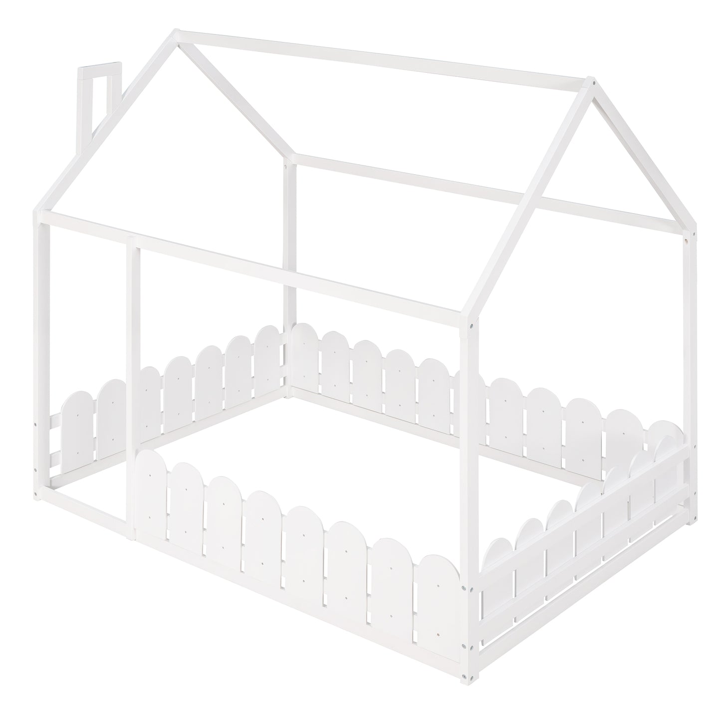 Bed Frame with Fence for Kids Teens Girls Boys