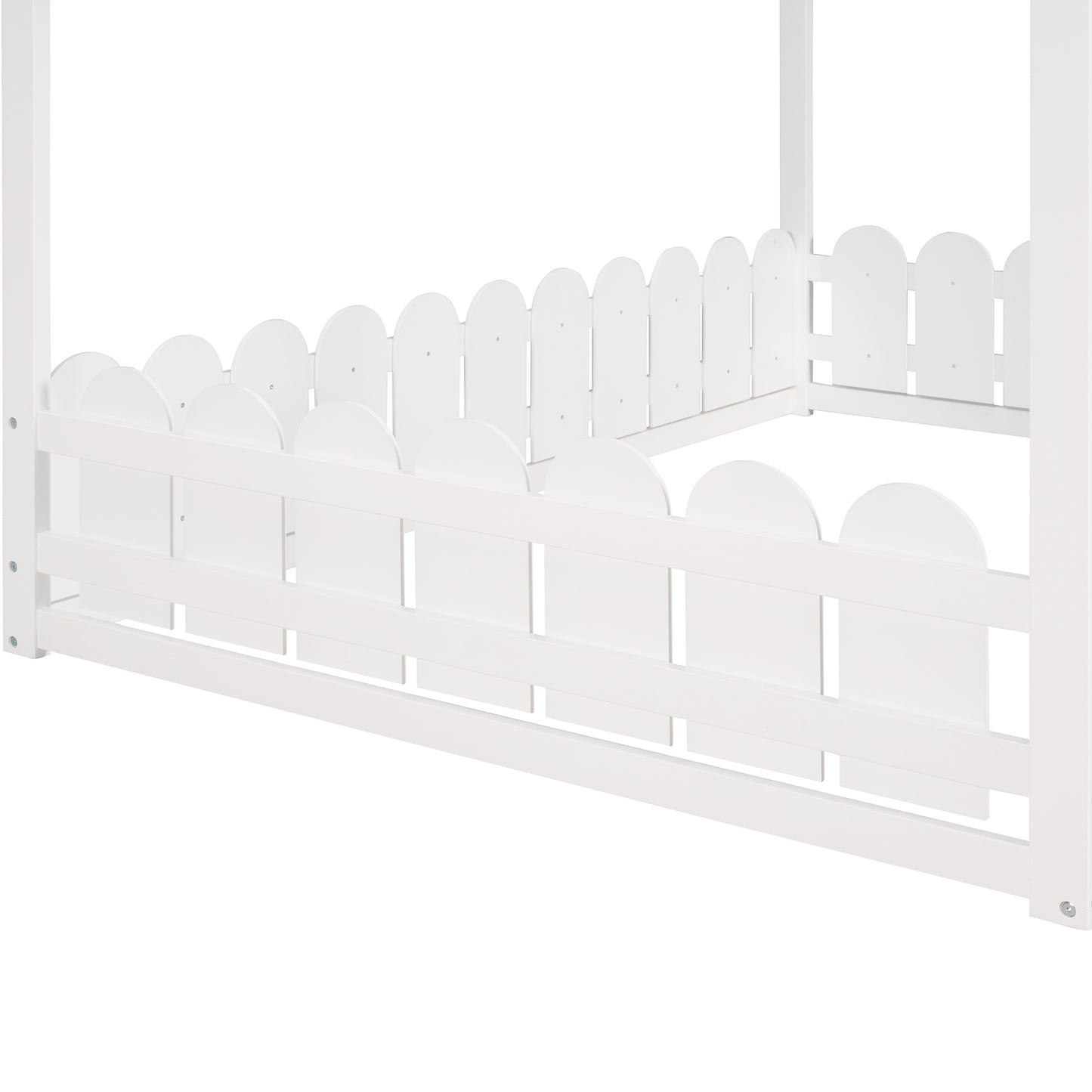 Bed Frame with Fence for Kids Teens Girls Boys