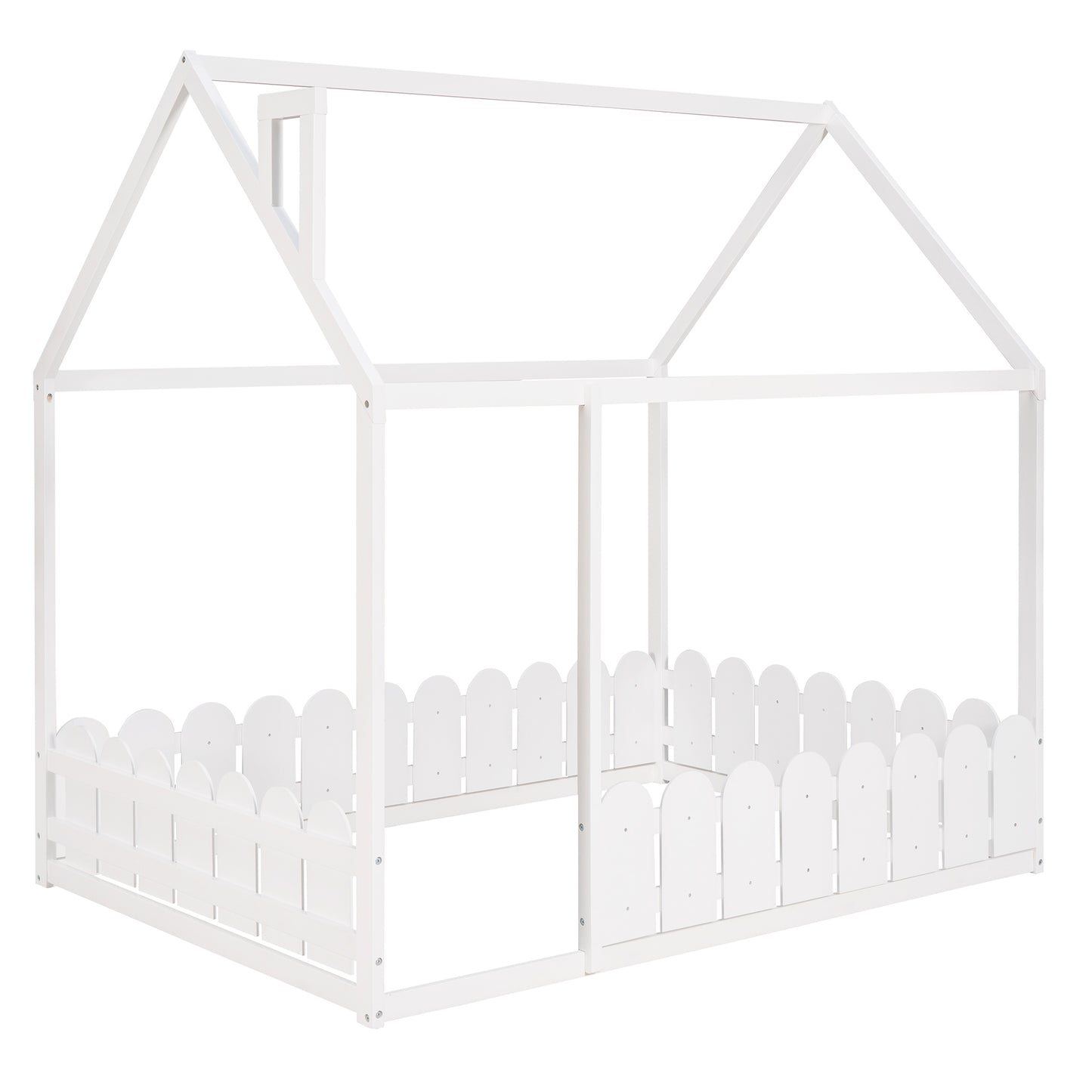 Bed Frame with Fence for Kids Teens Girls Boys