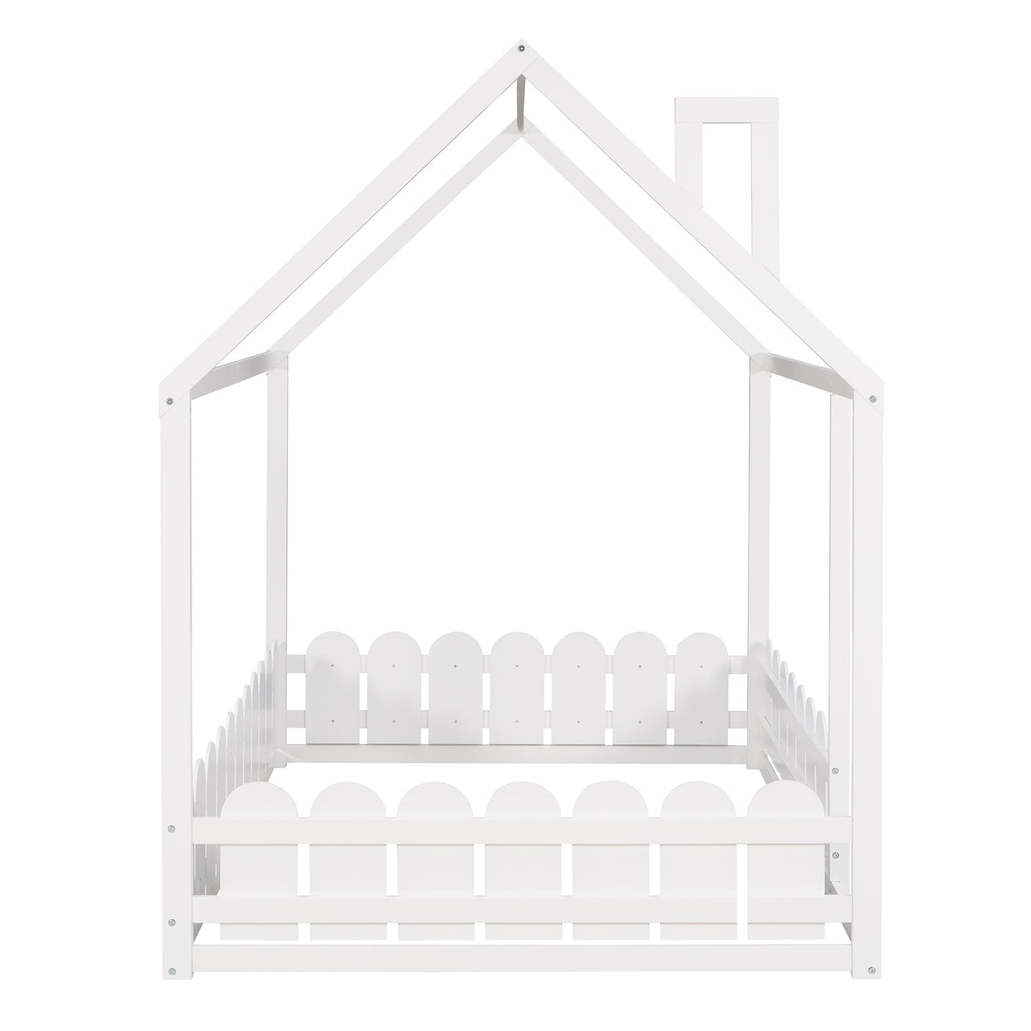 Bed Frame with Fence for Kids Teens Girls Boys