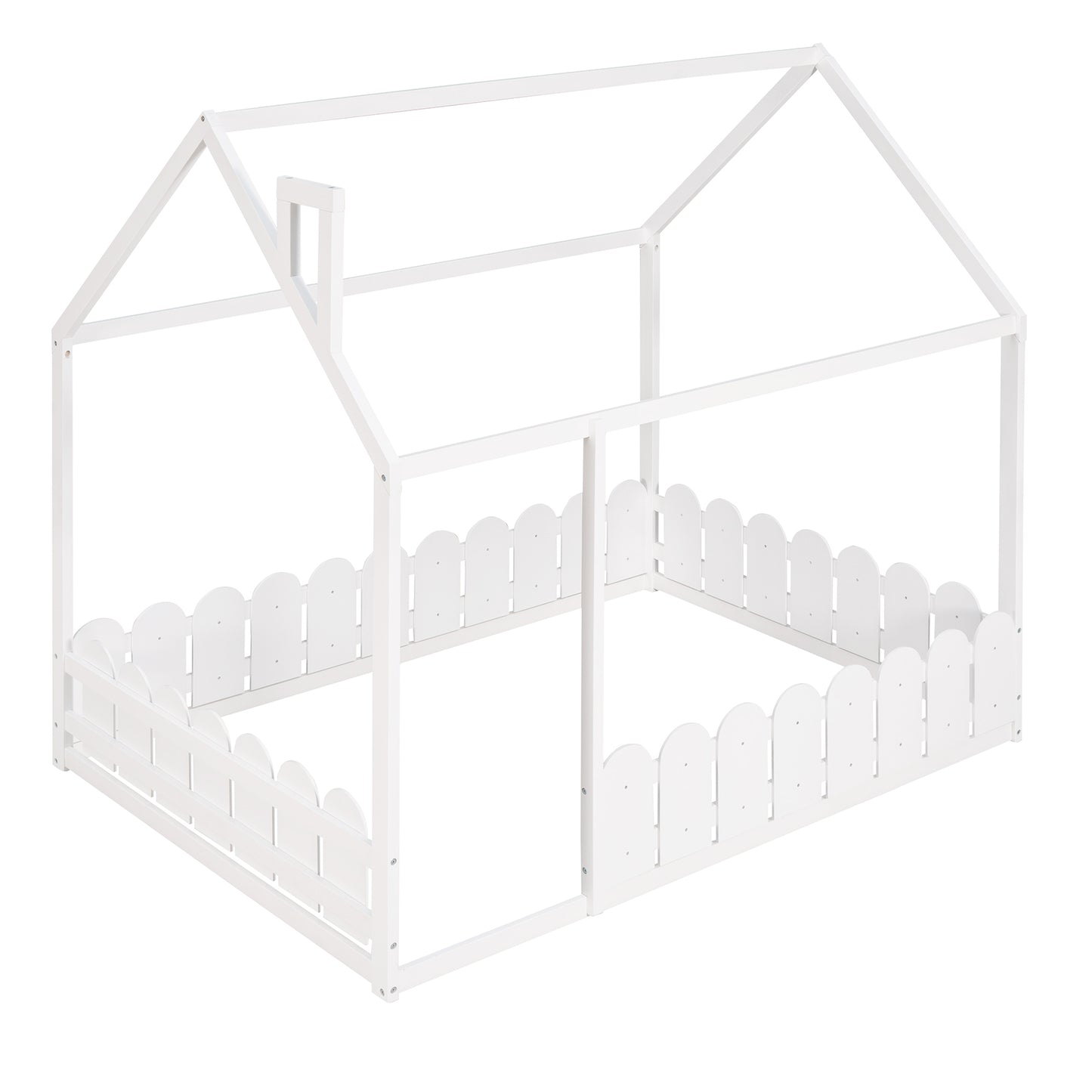 Bed Frame with Fence for Kids Teens Girls Boys