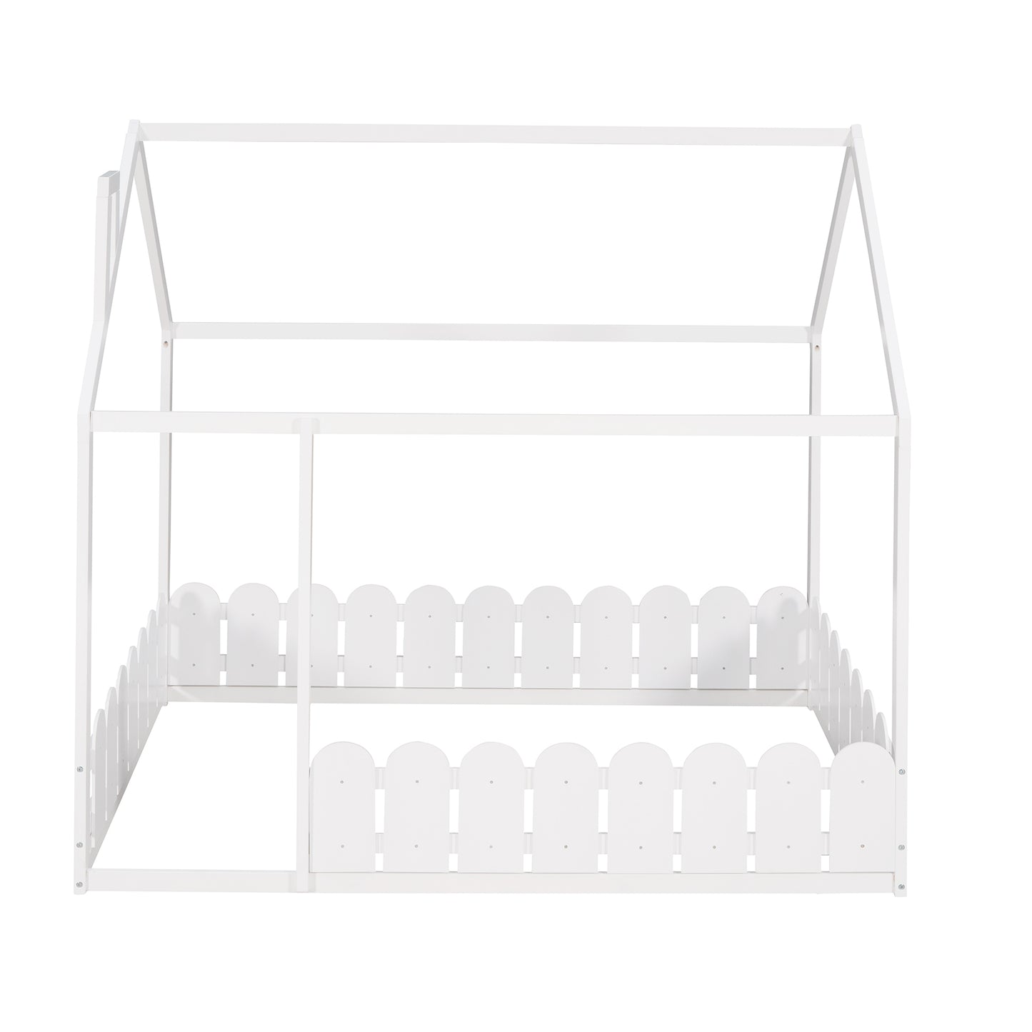 Bed Frame with Fence for Kids Teens Girls Boys