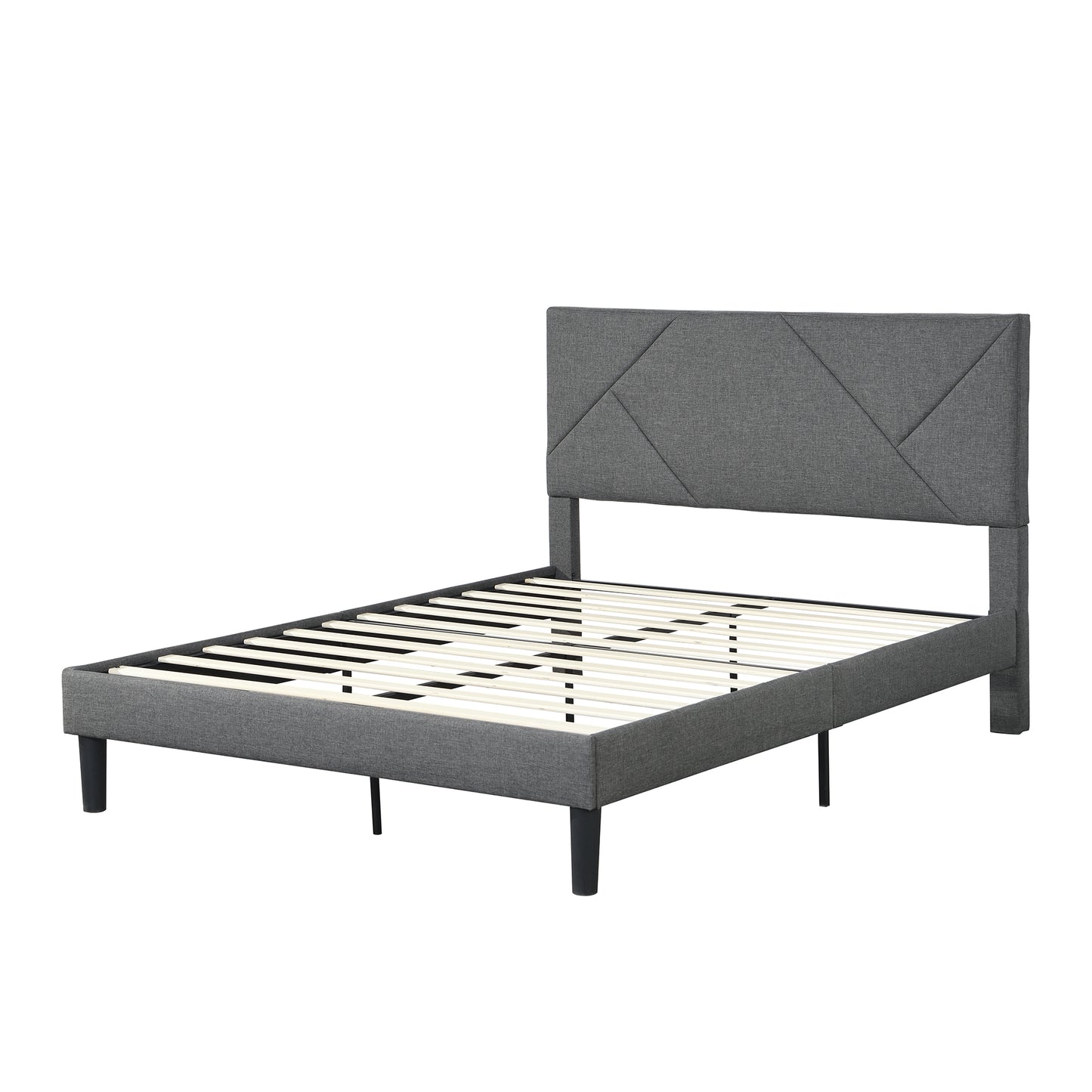 Bed Frame Wood Slat Support Grey