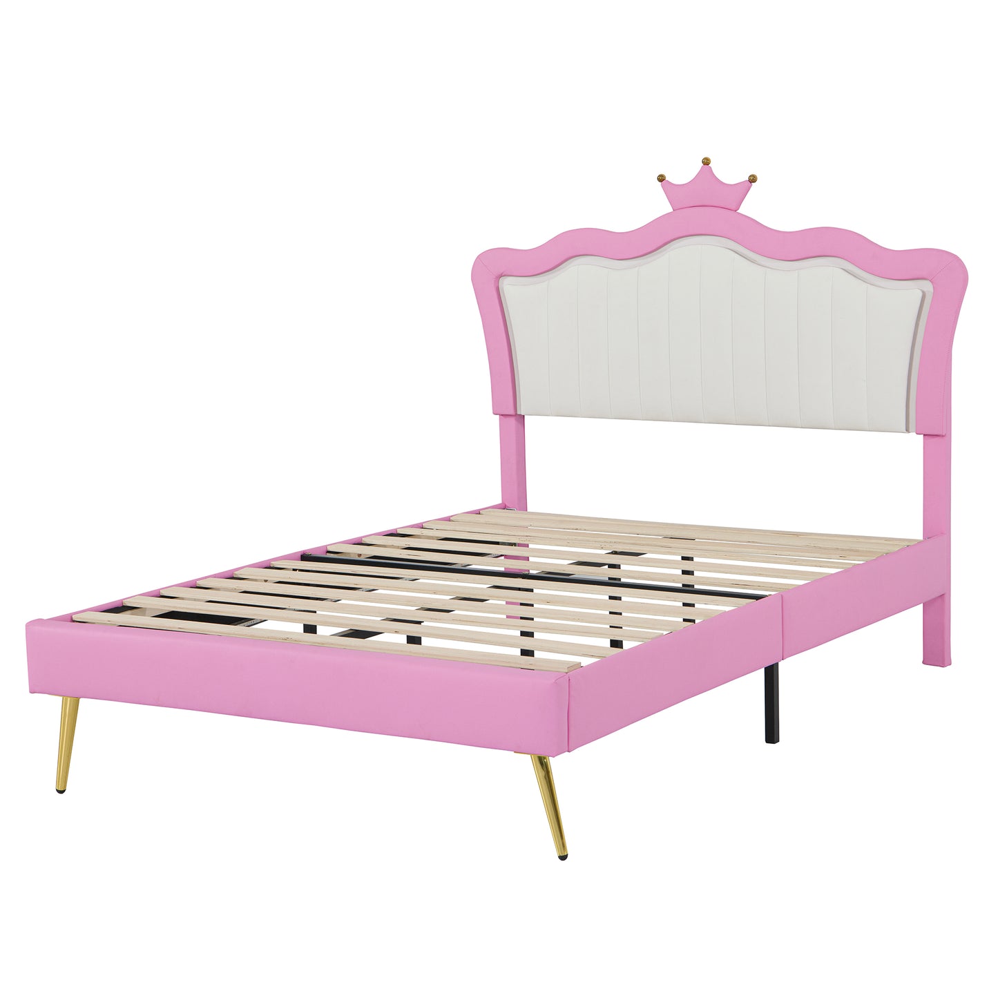 Full Size Upholstered Bed Frame with LED Light