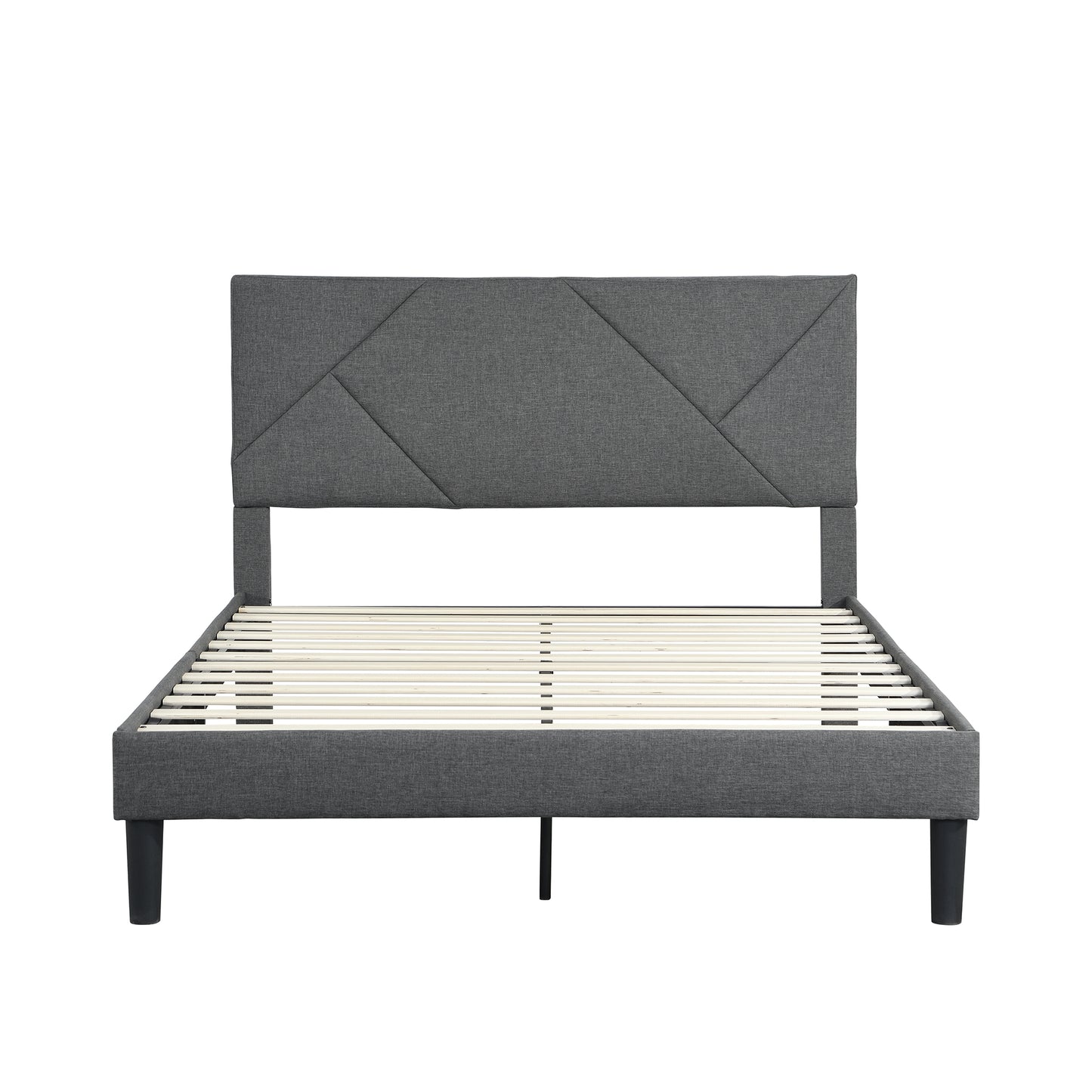 Bed Frame Wood Slat Support Grey