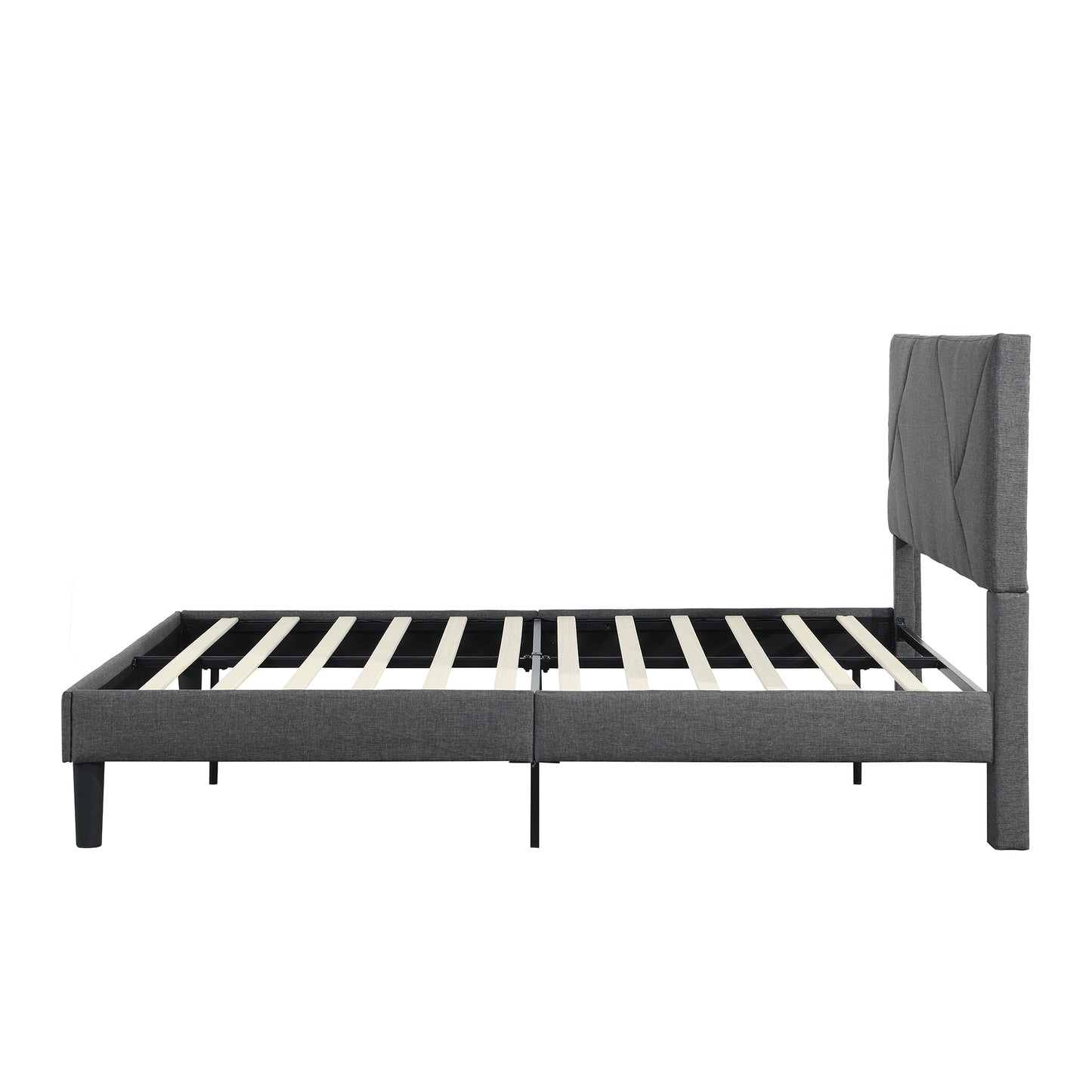 Bed Frame Wood Slat Support Grey