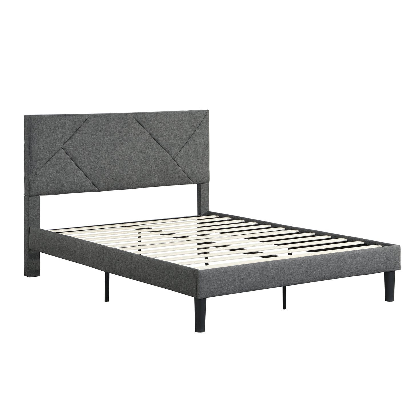 Bed Frame Wood Slat Support Grey