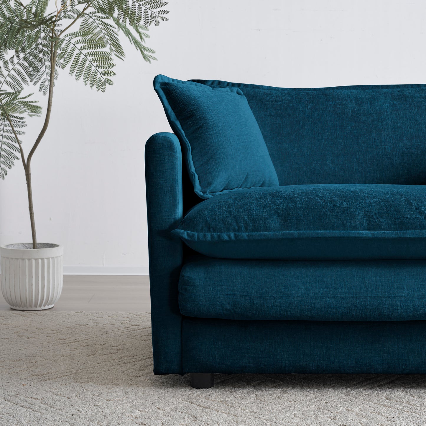 Couch for Living Room Blue Chenille