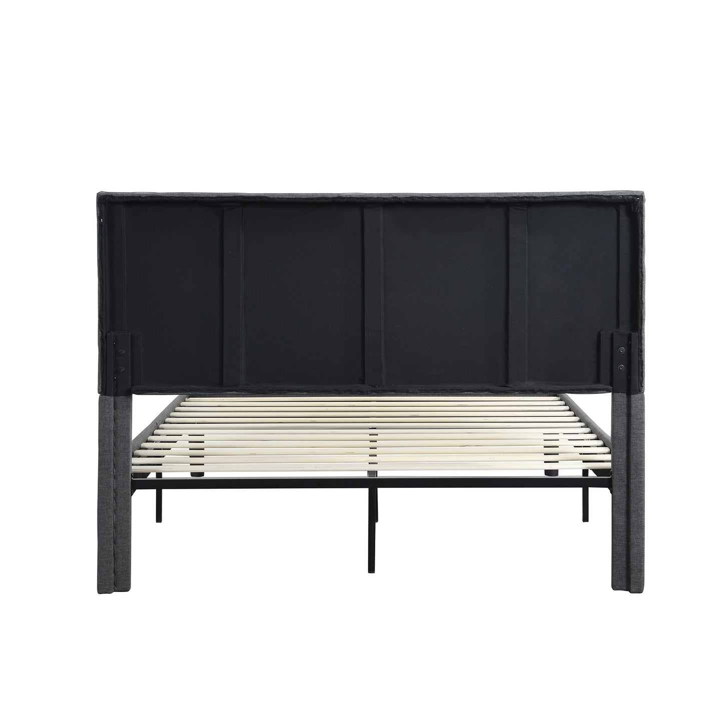 Bed Frame Wood Slat Support Grey