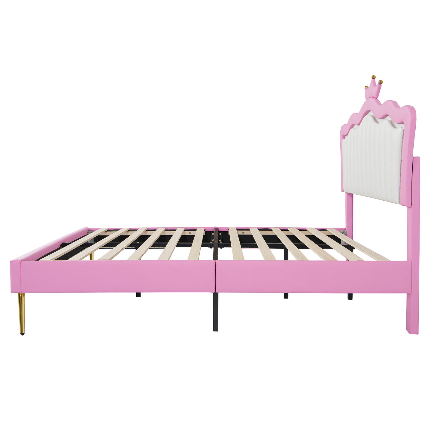 Full Size Upholstered Bed Frame with LED Light