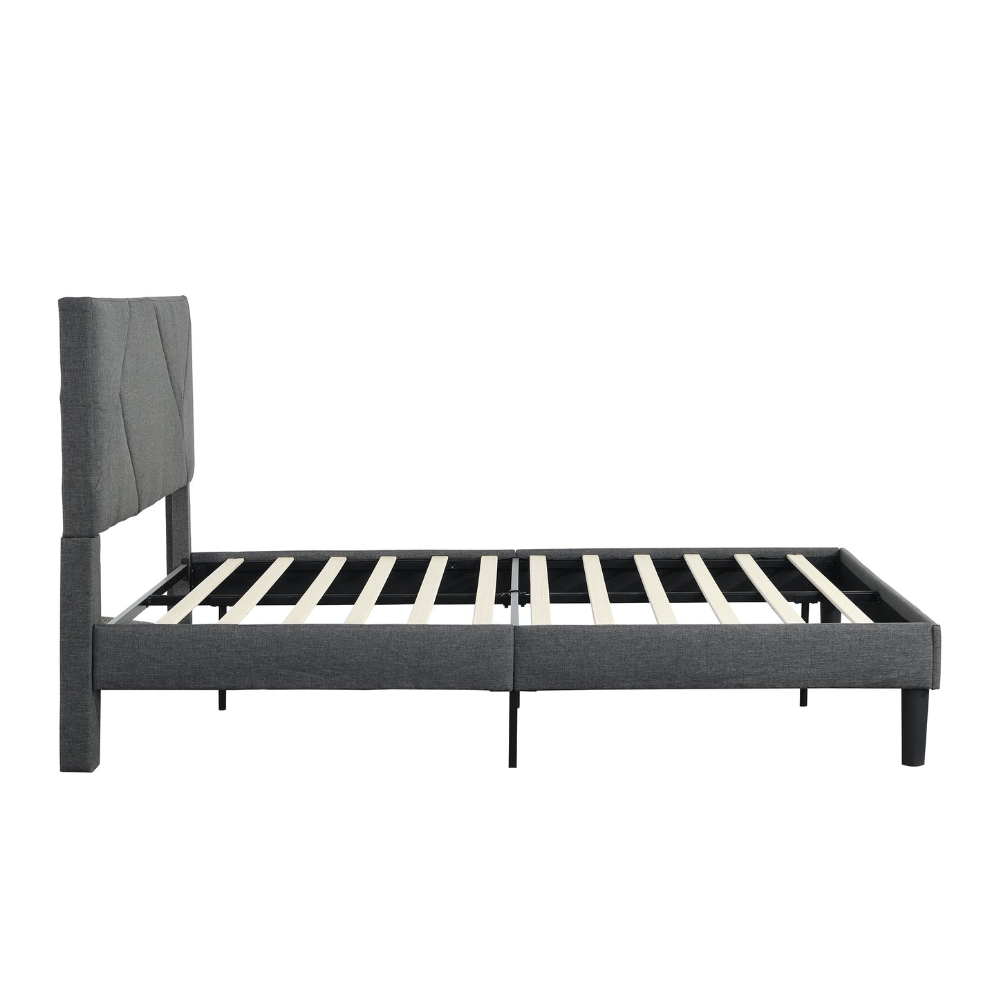 Bed Frame Wood Slat Support Grey