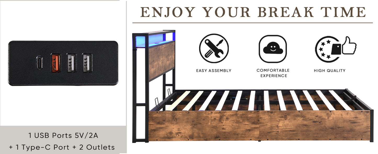 Elevating storage bed frame