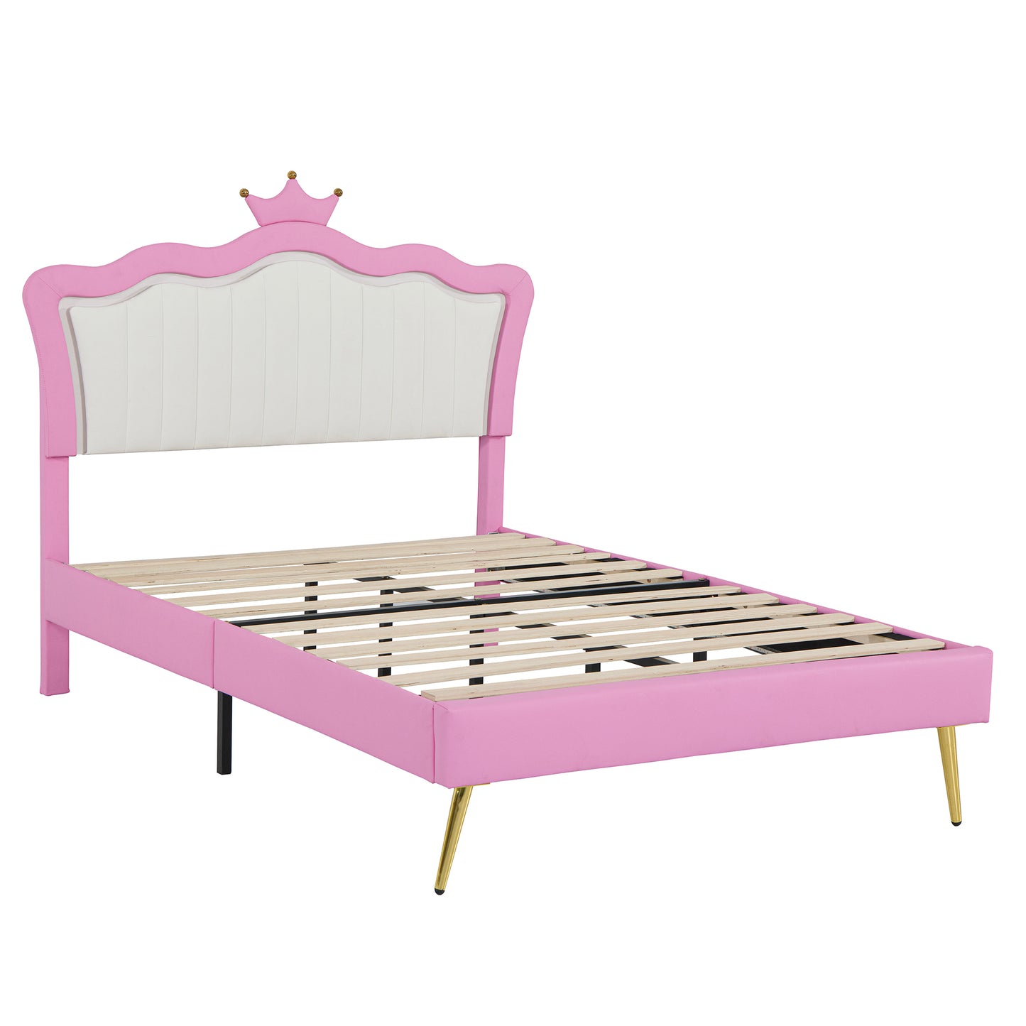 Full Size Upholstered Bed Frame with LED Light