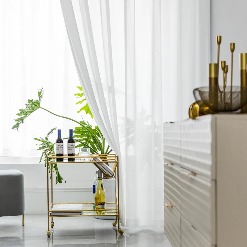 White Tulle Curtains for Living Room