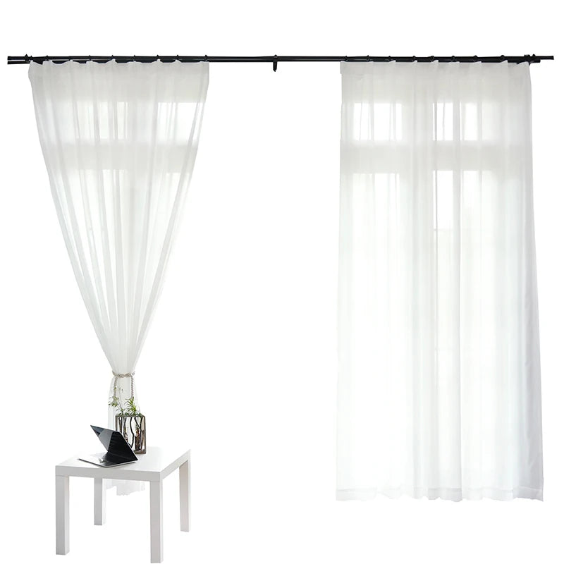 White Tulle Curtains for Living Room