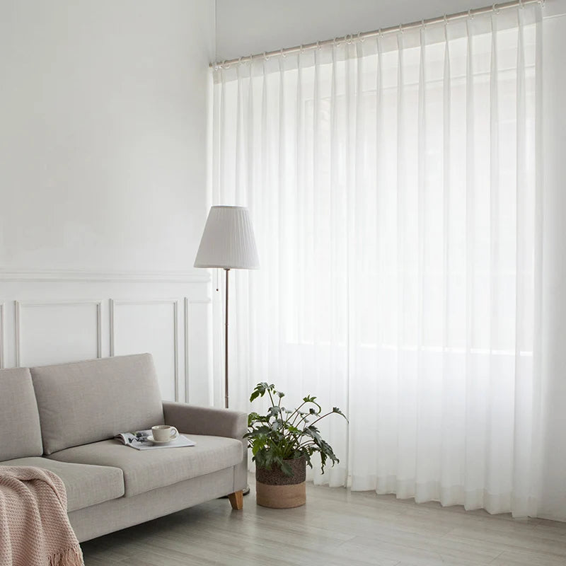 White Tulle Curtains for Living Room